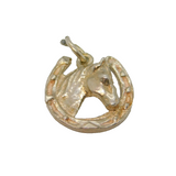 Sterling Silver Horse Head In Horsesheoe Charm Pendant Vintage c1970s