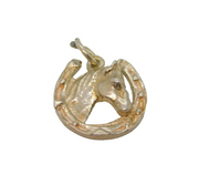 Sterling Silver Horse Head In Horsesheoe Charm Pendant Vintage c1970s