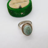 Sterling Silver Malachite Signet Ring Vintage c1970 Size K 1/2 UK