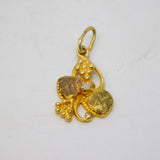 10ct Yellow & Rose Gold, Diamond Set Vine Pattern Drop Pendant Vintage c1970