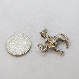 Sterling Silver Queen Elizabeth II on Horseback Charm Pendant Vintage c1970s