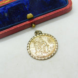 Sterling Silver St Christopher Bordered Charm Pendant Vintage c1970