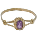 Sterling Silver Oval Amethyst Solitaire Dress Ring Vintage c1970 Size Q 1/2