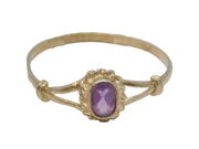 Sterling Silver Oval Amethyst Solitaire Dress Ring Vintage c1970 Size Q 1/2