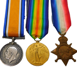WW1 British Medal Group BMBR F Janaway, RFA War, Victory & 1914/1915 Star Medal