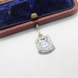 Sterling Silver and Enamel Travel Shield Folkestone Charm Pendant Vintage c1970
