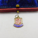 Sterling Silver and Enamel Grantown Travel Shield Charm Pendant Vintage c1970