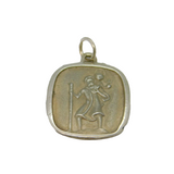 Sterling Silver Matt & Polished St Christopher Travel Pendant Vintage c1970