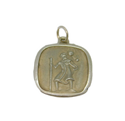 Sterling Silver Matt & Polished St Christopher Travel Pendant Vintage c1970