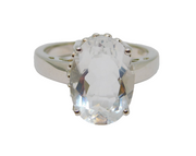 Sterling Silver Oval Paste Solitaire Statement Ring Vintage c1970 Size N 1/2