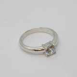 Sterling Silver CZ Solitaire Engagement Band Ring Vintage c1970 Size N