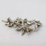 Sterling Silver Marcasite Set Leaf Pattern Brooch Pin Antique c1930 Art Deco