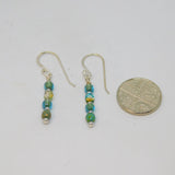 Pair of Sterling Silver Aqua Glass Beads Hook Drop Earrings Contemporary c2010