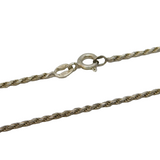 Sterling Silver Cable Link Chain Necklace Vintage c1970 18" Length