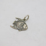 Sterling Silver Patterned Textured Fish Form Charm Pendant Vintage c1970s