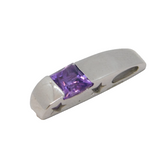 9ct White Gold & Amethyst Set Star Pattern Drop Pendant Vintage c1980
