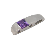 9ct White Gold & Amethyst Set Star Pattern Drop Pendant Vintage c1980