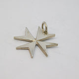 Sterling Silver Bevelled Edge Maltese Cross Charm Pendant Vintage c1970