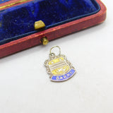 Sterling Silver and Enamel Barry Island Shield Charm Pendant Vintage c1970