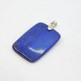 Sterling Silver Polished Lapis Lazuli Oblong Simplistic Pendant  Modern c1990s