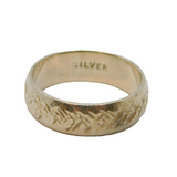 Sterling Silver Patterned Textured Wedding Band Ring Vintage c1970 Size Q