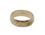 Sterling Silver Patterned Textured Wedding Band Ring Vintage c1970 Size Q