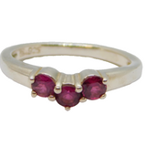 Sterling Silver Triple Pink Topaz Wishbone Ring Vintage c1970 Size L