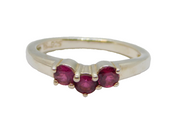 Sterling Silver Triple Pink Topaz Wishbone Ring Vintage c1970 Size L