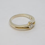 Sterling Silver Paste Solitaire Split Band Ring Vintage c1970 Size K