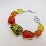 Sterling Silver Multi-Colour Baltic Amber Graduating Bracelet Vintage c2000