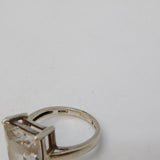 Sterling Silver Large Emerald Cut Spinel Cocktail Ring Vintage c1970 Size P UK