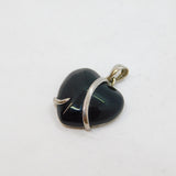 Sterling Silver Black Onyx Stylised Heart Pendant Contemporary c2000s