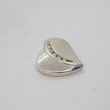 Sterling Silver 5 White Topaz Brushed/Polished Heart Pendant Modern c2000s