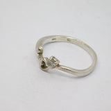 Sterling Silver Open Heart With Stone Dress Ring Vintage c1970 Size O 1/2