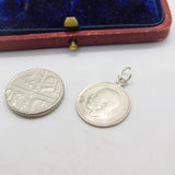 Sterling Silver Authentic Threepence Charm Pendant Early 20th Century 1912