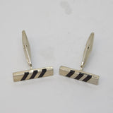 Sterling Silver & Red Enamel Pair of Shirt Cufflinks Vintage c1970s