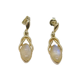 Pair of Sterling Silver Moonstone Celtic Style Stud Drop Earrings Modern c1990