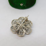 Sterling Silver Filigree Form Floral Brooch Pin Antique c1940 Art Deco