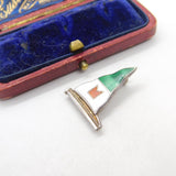Sterling Silver & Enamel Sailing Flag Brooch 1992 Vintage Birmingham