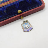 Sterling Silver and Enamel Falmouth Travel Shield Charm Pendant Vintage c1970