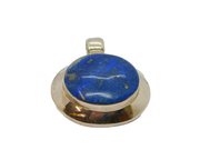 Sterling Silver Lapis Lazuli Chunky Oval Studio Style Pendant Vintage c1970