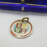 Victorian Sterling Silver & Enamel Shilling Coin Fob Pendant Antique 1887