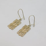 Pair of Sterling Silver Filigree Rectangle Hook Drop Earrings Vintage c1970