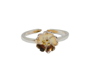 Sterling Silver & Gilt Flower Open Back Stacking Ring Modern c2010 Size P 1/2