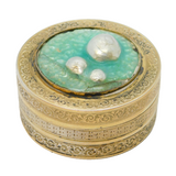 19th Century French Sterling Silver Gilt & Enamel Top Pill Box Antique c1880