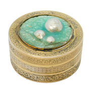 19th Century French Sterling Silver Gilt & Enamel Top Pill Box Antique c1880
