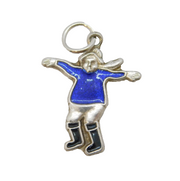 Sterling Silver Enamel Jumping Lady Charm Pendant Vintage c1970s