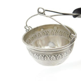 French 19th Century .950 Silver Leaf Pattern Spout Tea Strainer Antique c1880