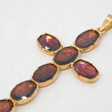 Georgian 10ct Rose Gold & Foil-Back Garnet Cross Pendant Antique c1820s