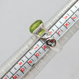 Sterling Silver Peridot Cut Out Heart Pattern Dress Ring Vintage c1990 Size M